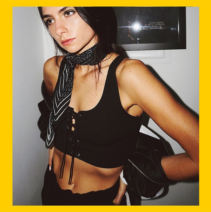 Black lace up crop tops - sporty chic style - by Amy Marietta