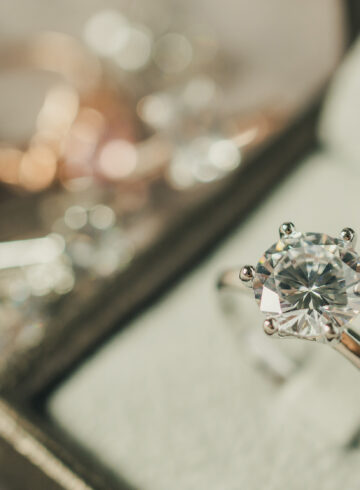 luxury engagement Diamond ring in jewelry gift box