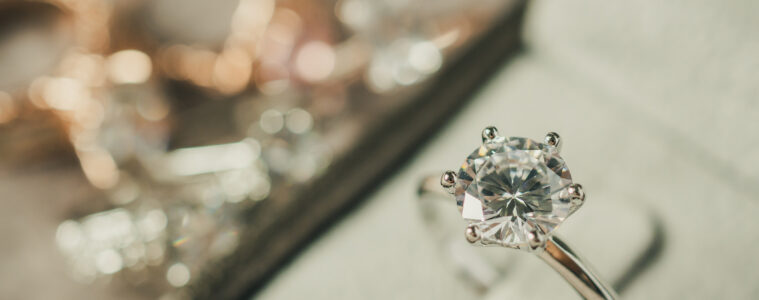 luxury engagement Diamond ring in jewelry gift box