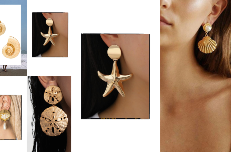 gold shell pearl earrings
