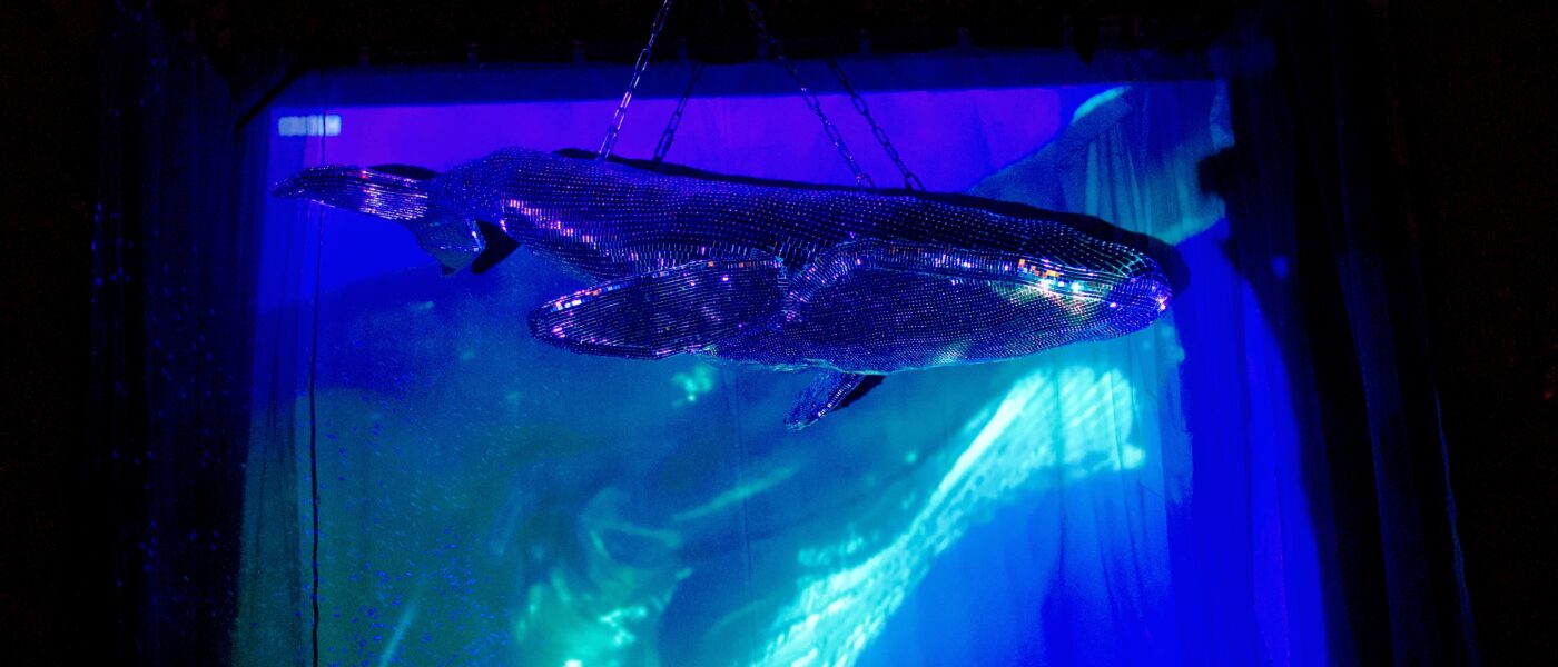 large whale sculpture luxury art installation custom hospitality art