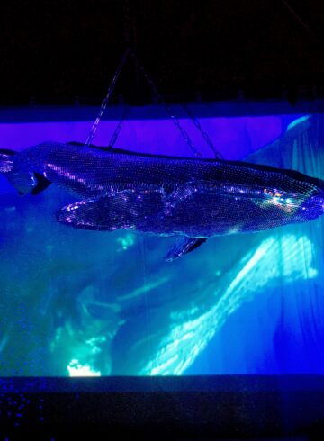 large whale sculpture luxury art installation custom hospitality art