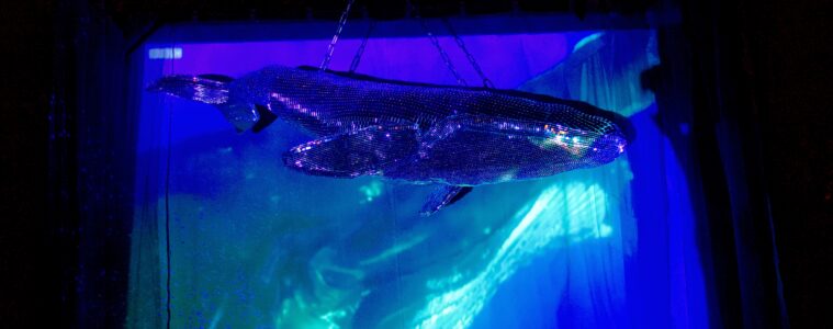 large whale sculpture luxury art installation custom hospitality art