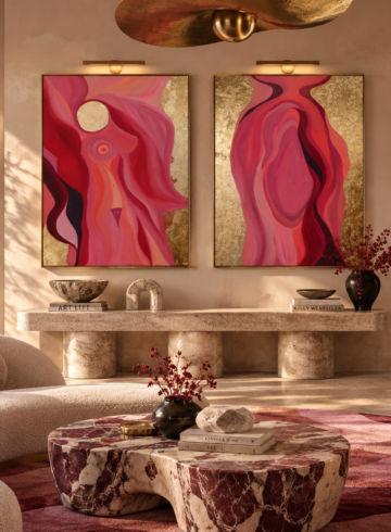 Source of Flowing Gold, Original Oil Painting Set of 2, Abstract Art, Large Statement Wall Art, Luxury Decor