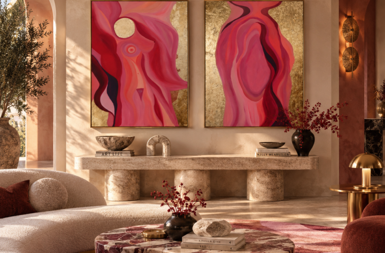 Source of Flowing Gold, Original Oil Painting Set of 2, Abstract Art, Large Statement Wall Art, Luxury Decor