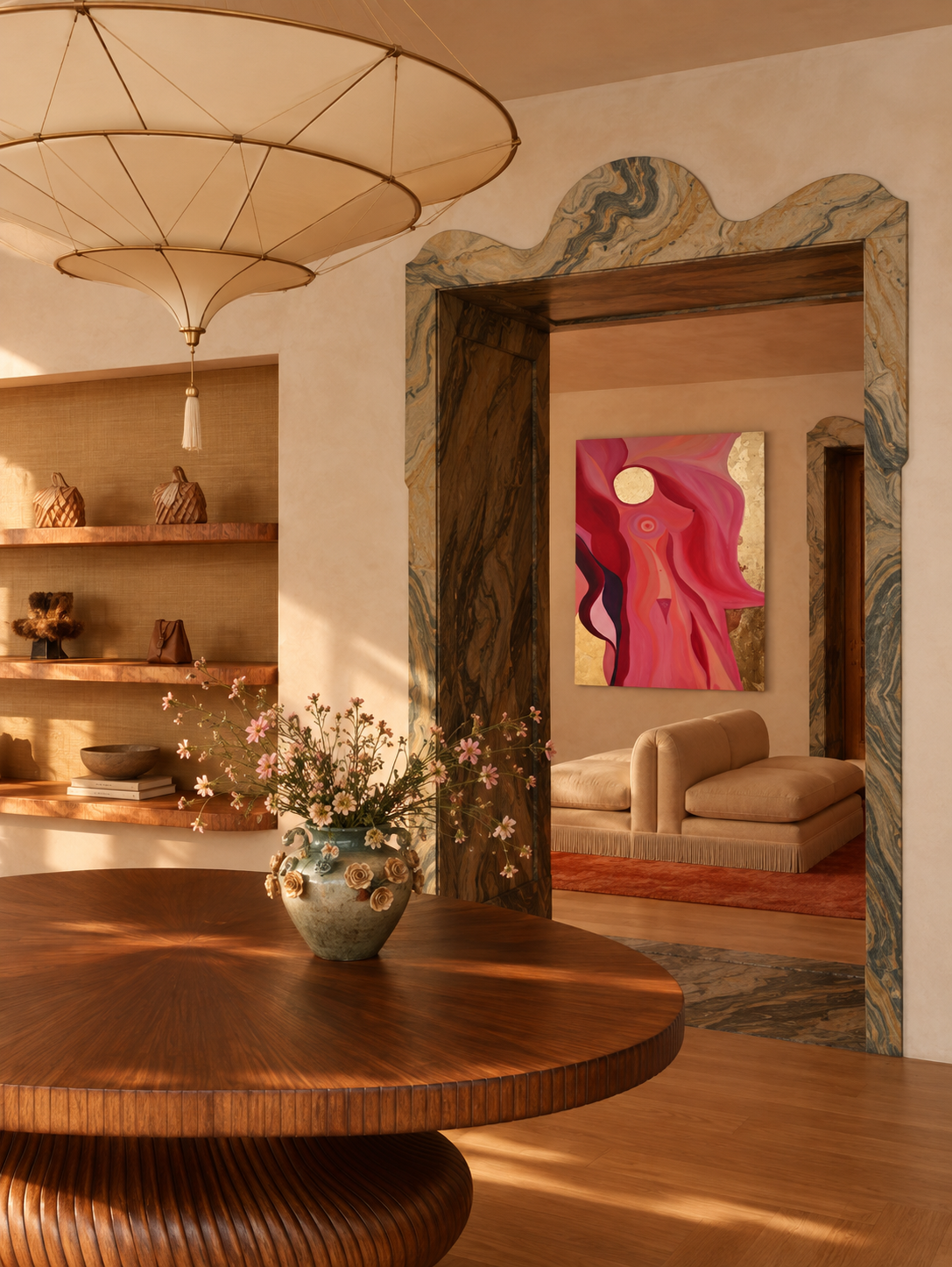 luxury wall art italian villa red